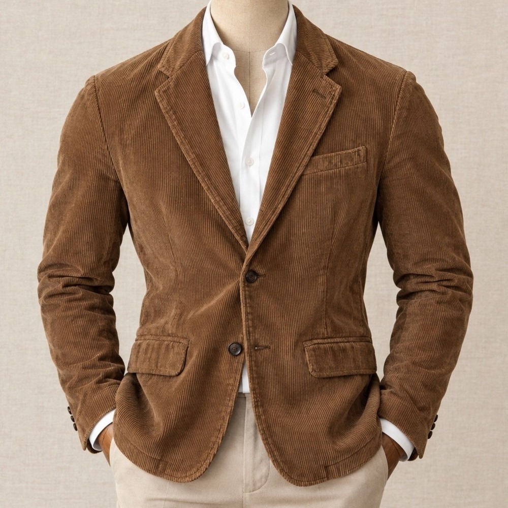 Lucky Brand Blazer Mens Sz XL Brown Corduroy Two Button Sport Coat Preppy NWOT